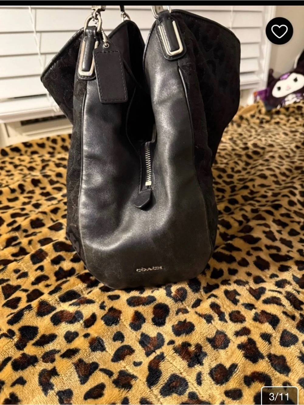 Coach Madison Chenille Ocelot Fabric North/South Tote 26639 with Dust Bag